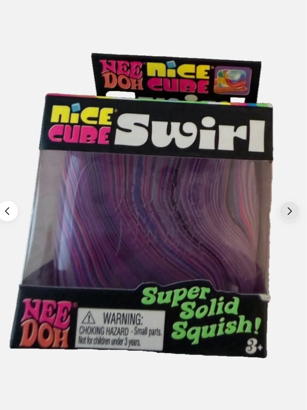 NeeDoh Nice Cube Swirl Stress Toy Purple Pink Blue Black White Clear New in Box